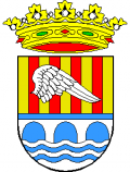 Shield representative of wooden cover over loom treadle to protect velvet of Júcar