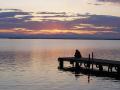 Setting of sol in the lake of the saltwater lagoon