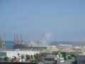 Clouds of dust of cement in the port of viper