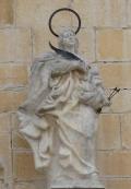 Statue of the facade of martyr victory female saint of the church of San Juan Bautista, castle of Xi